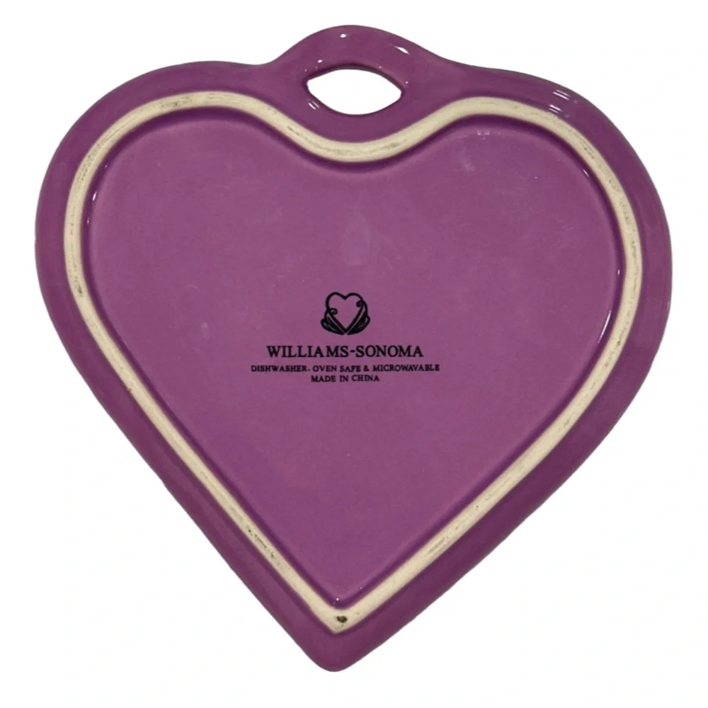 Williams Sonoma Heart Shaped Purple Ceramic Dish 7x7